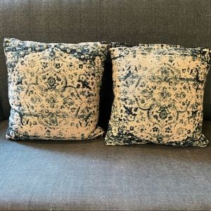 Blue & White Jacquard Pillows - sold as pair
